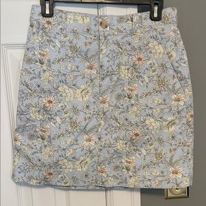 LOFT Floral Pencil Skirt in Blue and Cream